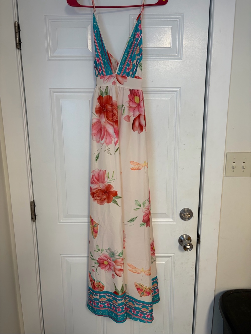 Source Unknown Floral Maxi Dress in Cream, Pink & Teal